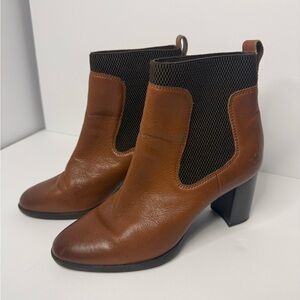 Born Brown Leather Ankle Boots Chelsea Block Heel Women’s 7.5